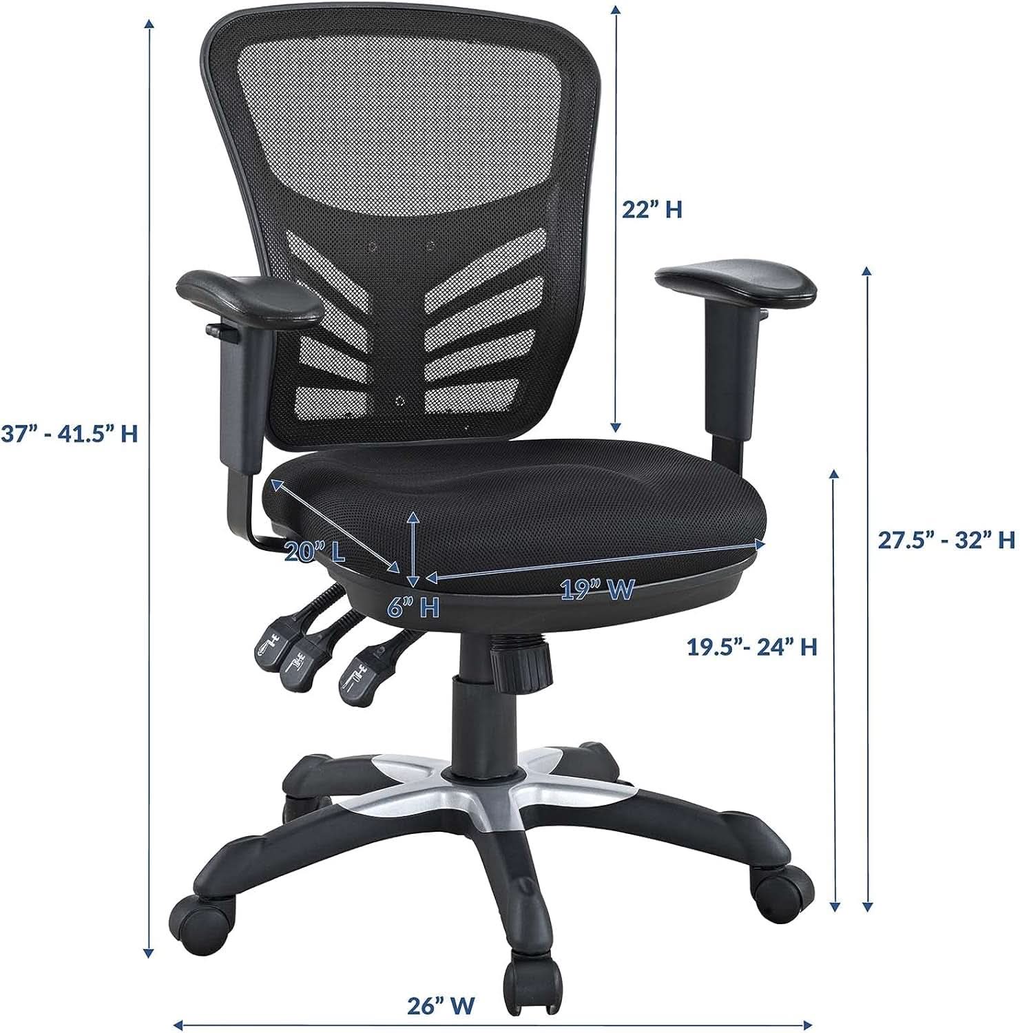 Articulate Ergonomic Mesh Office Chair Black Lumbar Support