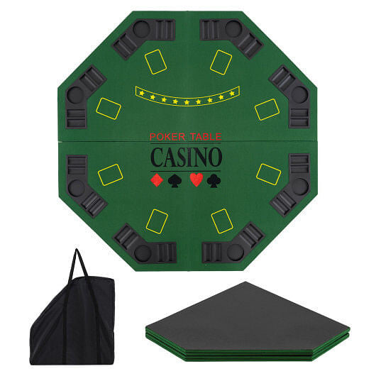 8-Player Foldable Poker Table Top with Carrying Bag-Blue